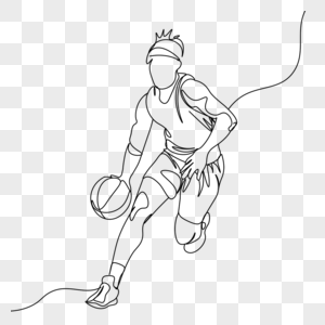 抽象线条画少年篮球运动员图片