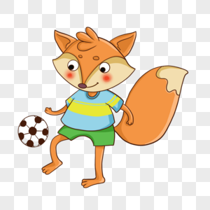 卡通可爱小狐狸运动踢足球高清图片