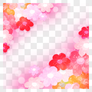 红白水彩涂鸦花卉抽象光效边框图片