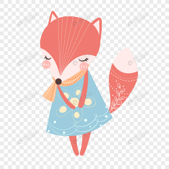 卡通动物狐狸斯堪的纳维亚风格图片