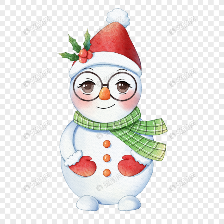 戴眼镜的可爱雪人圣诞节图片
