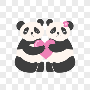 熊猫动物情侣爱情图片