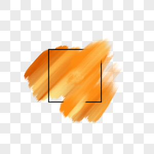 橙色厚涂抽象色彩笔触黑色方形方框图片