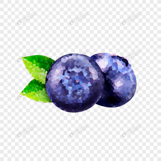 低聚合水果蓝莓彩色元素图片