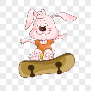 运动可爱卡通动物滑板兔子图片