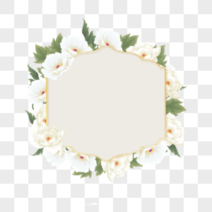 复古水彩花卉婚礼六边形边框图片