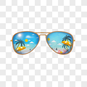 质感太阳镜和椰子树海滩图片