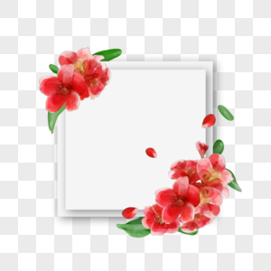 立体水彩海棠花卉边框图片