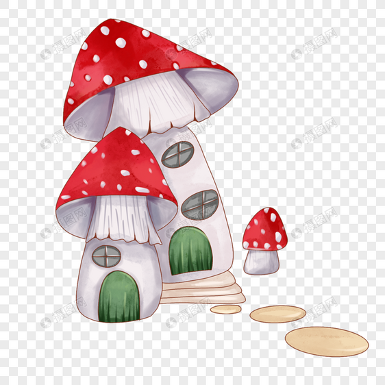 漂亮的水彩童话蘑菇图片