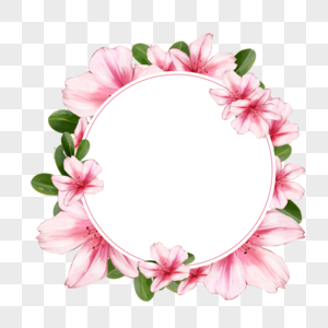 水彩杜鹃花卉圆形创意边框图片