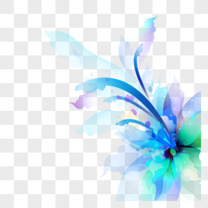 蓝色光效抽象花卉高清图片
