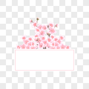 水彩粉色桃花花枝边框图片
