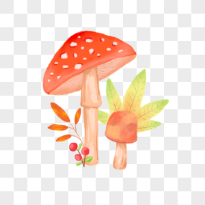 可爱的水彩多彩蘑菇图片