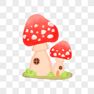 水彩可爱的蘑菇屋图片