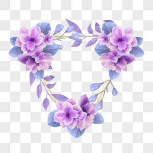 水彩紫罗兰花卉婚礼三角形边框图片