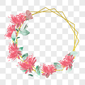 复古粉色水彩花卉婚礼边框图片