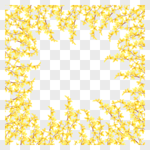 水彩连翘花卉黄色植物边框图片