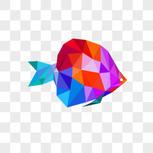 彩色几何形状低聚抽象鱼图片
