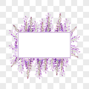 水彩紫藤花卉几何边框图片