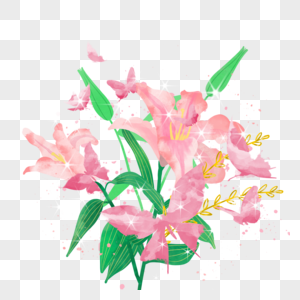 蝴蝶粉色花卉植物光效样式图片