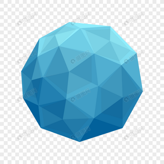 几何蓝色渐变低聚球体图片