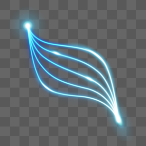 蓝色曲线树叶形状抽象光效波浪特效设计高清图片