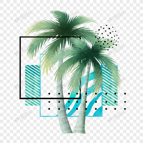 水彩棕榈树装饰图片