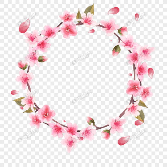 水彩花卉桃花边框图片