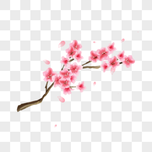 桃花水彩花卉植物图片