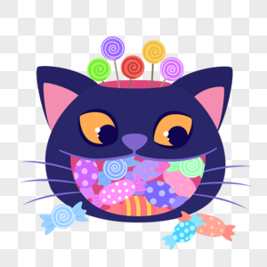 卡通万圣节猫咪糖果罐图片