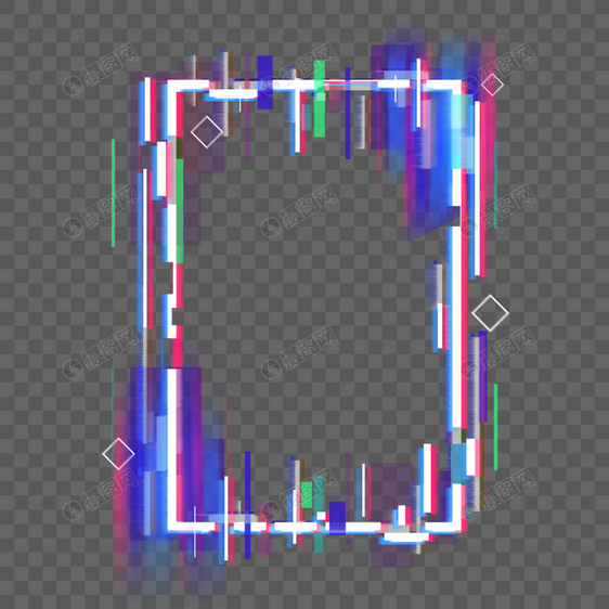 蓝紫色方框霓虹故障边框图片