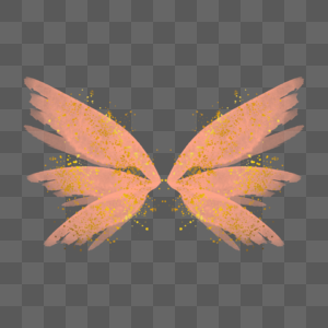 可爱橙色笔刷光效翅膀图片