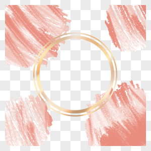 创意珊瑚红纹理质感色彩金色圆框图片