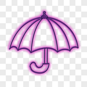 卡通风格紫色霓虹灯粉色光效雨伞立体标志图片