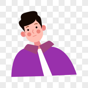 紫色上衣短发男生卡通人物图片