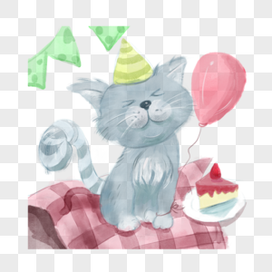可爱卡通猫咪生日图片