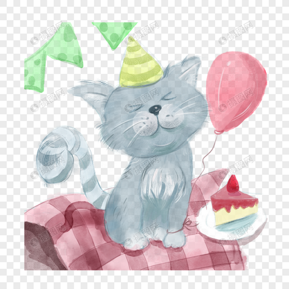 可爱卡通猫咪生日图片