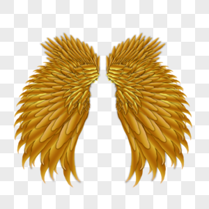 下垂金属质感金色翅膀图片