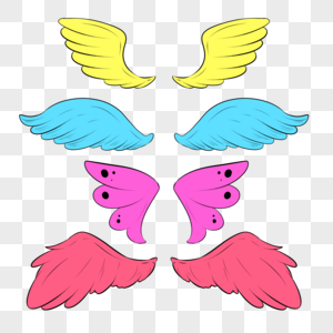 卡通可爱翅膀天使鸟蝴蝶形状飞翔金色图片