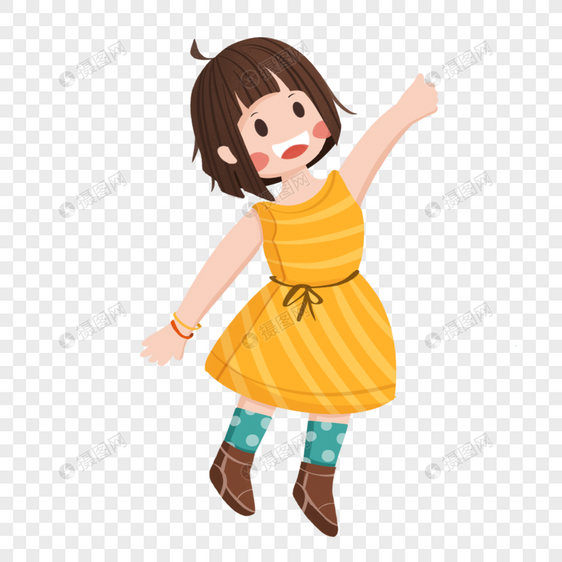 儿童剪贴画黄色条纹裙子女孩图片