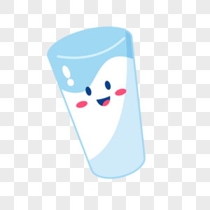 微笑的透明牛奶玻璃杯图片