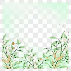 绿色清新的水彩叶子边框图片