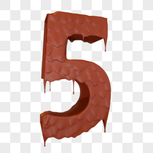 3d融化的巧克力数字5图片
