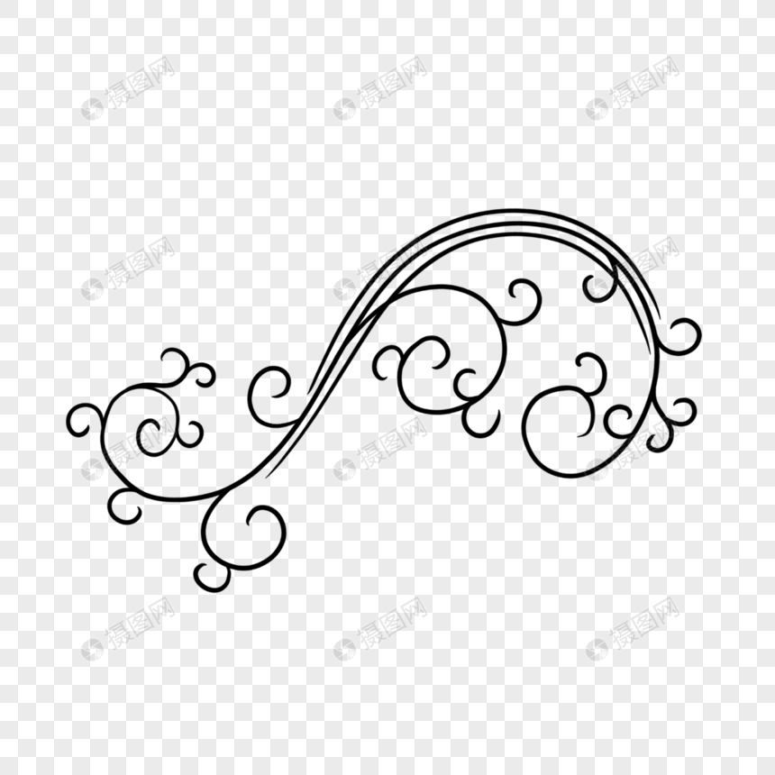 黑白复古装饰花纹线条线稿简笔画