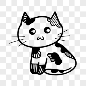 创意黑白单色涂鸦线条猫咪图片