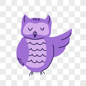 紫色猫头鹰抽象线条动物涂鸦图片