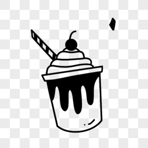 黑色甜品冰淇淋黑白涂鸦图片