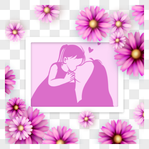 紫红色母亲节花卉相框剪影图片