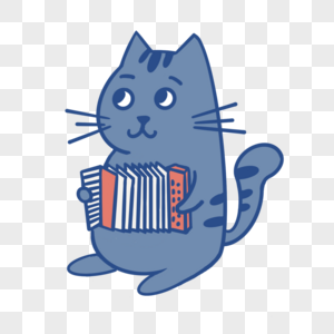 弹手风琴的蓝色猫咪音乐家高清图片