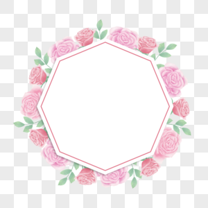 水彩玫瑰花卉粉色边框图片